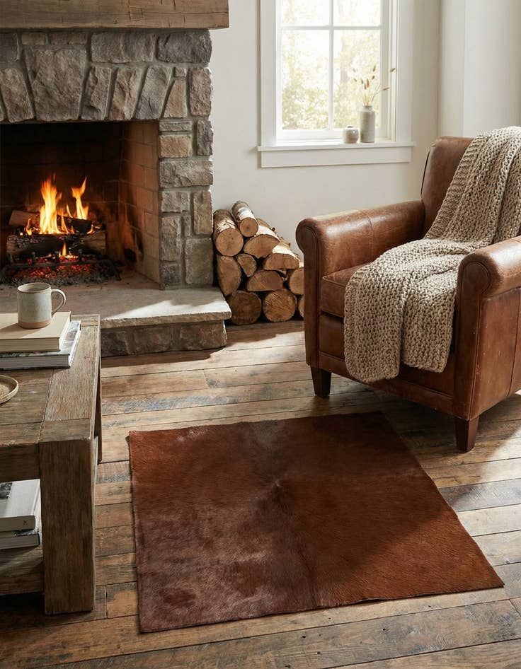 Detail image of 2' 2 x 2' 11 Cowhide Leather Rug