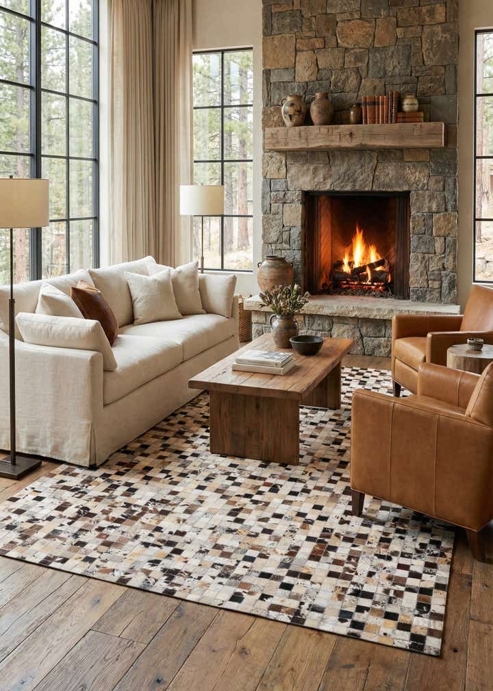 5' 2 x 8' 1 Cowhide Rug