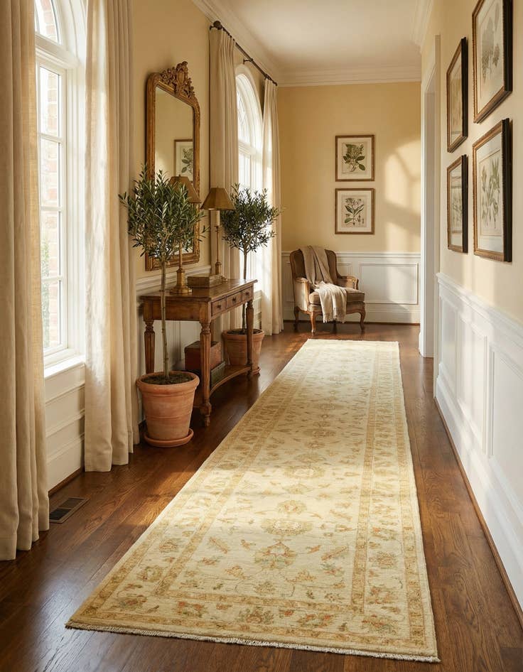 Detail image of 2' 8 x 16' 5  Hand Knotted Peshawar Ziegler Runner Rug