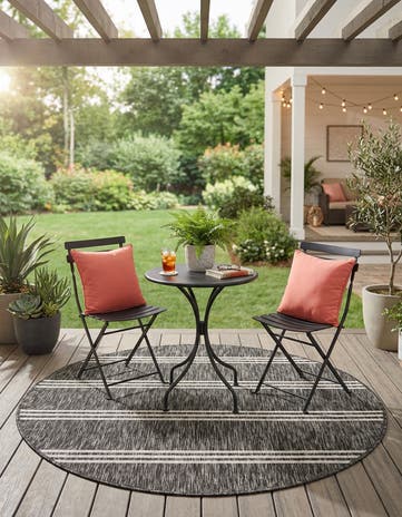 Charcoal Easy-Clean Jill Zarin Anguilla Indoor / Outdoor Round Rug