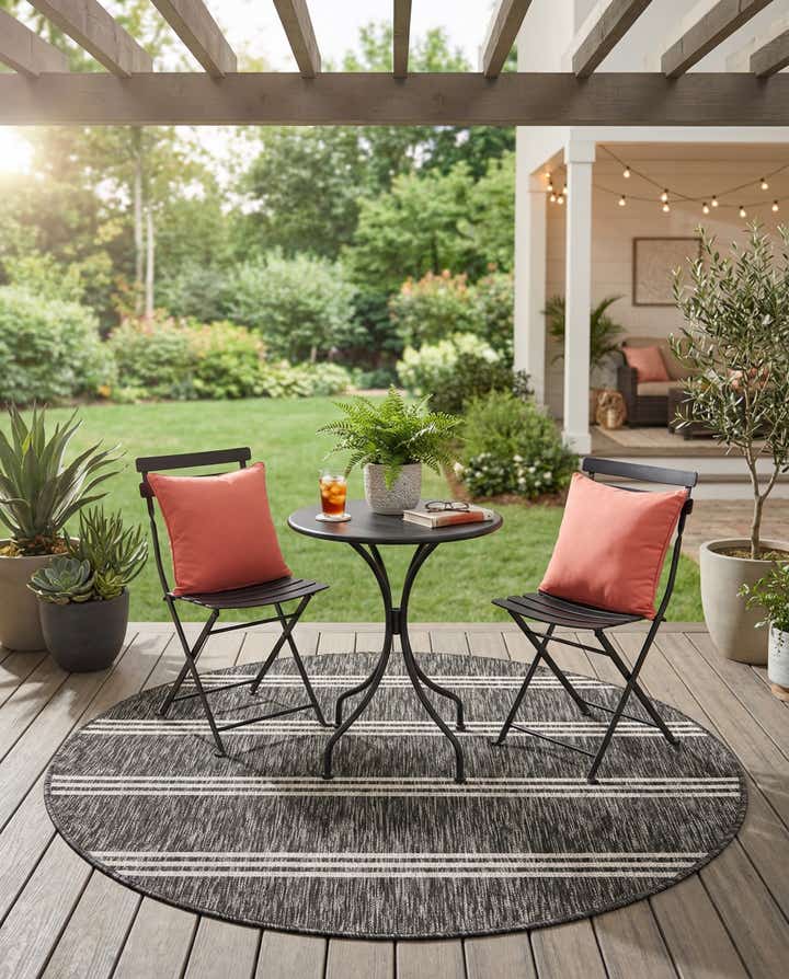 4' x 4' Easy-Clean Jill Zarin Anguilla Indoor / Outdoor Round Rug