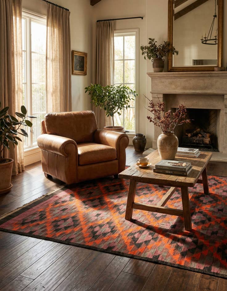 Detail image of 4' 9 x 11' 6  Hand Woven Kilim Afghan Wool Runner Rug