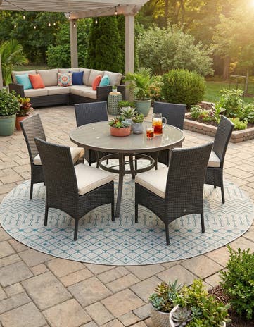 13' x 13' Easy-Clean Lattice Indoor / Outdoor Round Rug