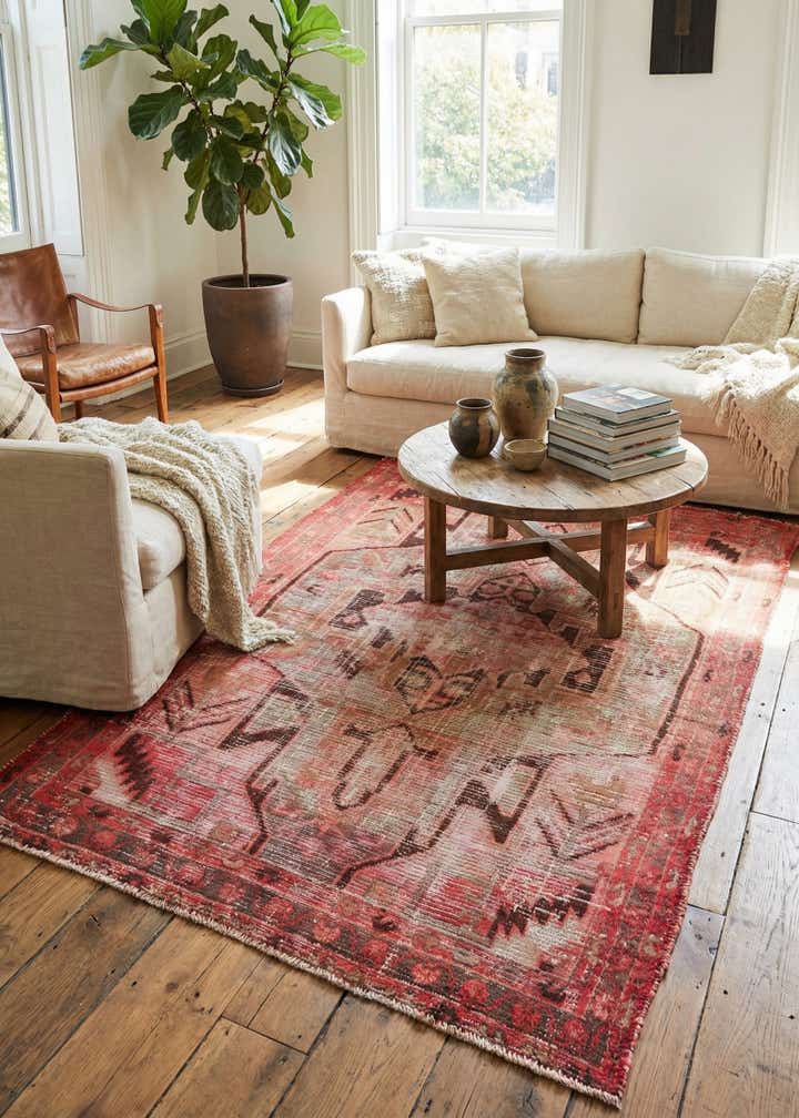 4' 4 x 6' 3 Hand Knotted Ultra Vintage Persian Wool Rug