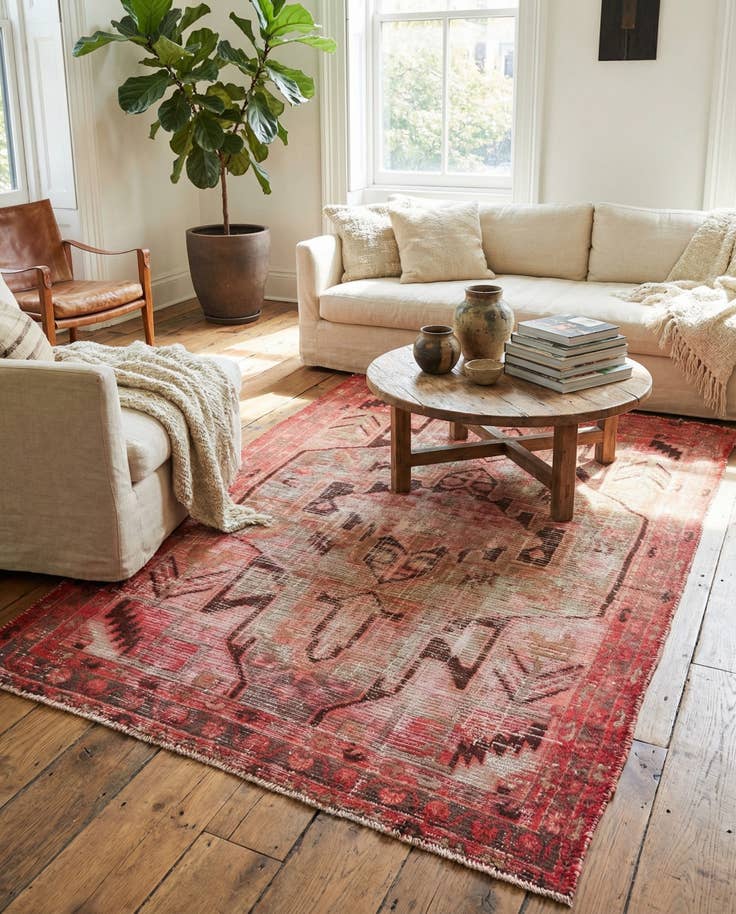 Detail image of 4' 4 x 6' 3 Hand Knotted Ultra Vintage Persian Wool Rug