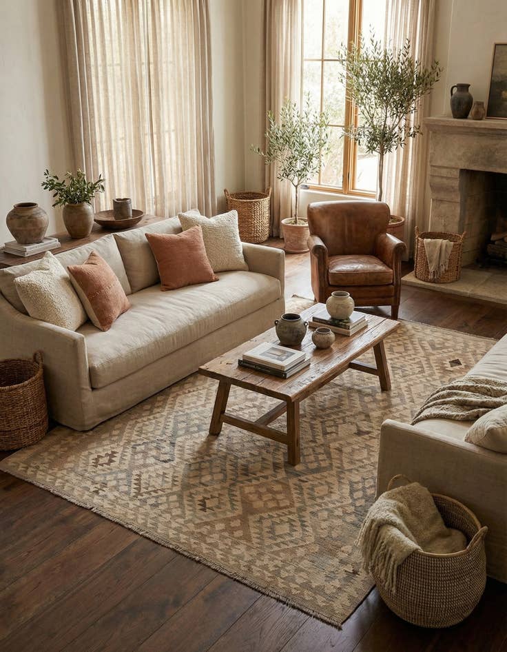 Detail image of 6' 4 x 8' 1  Hand Woven Kilim Maymana Wool Rug