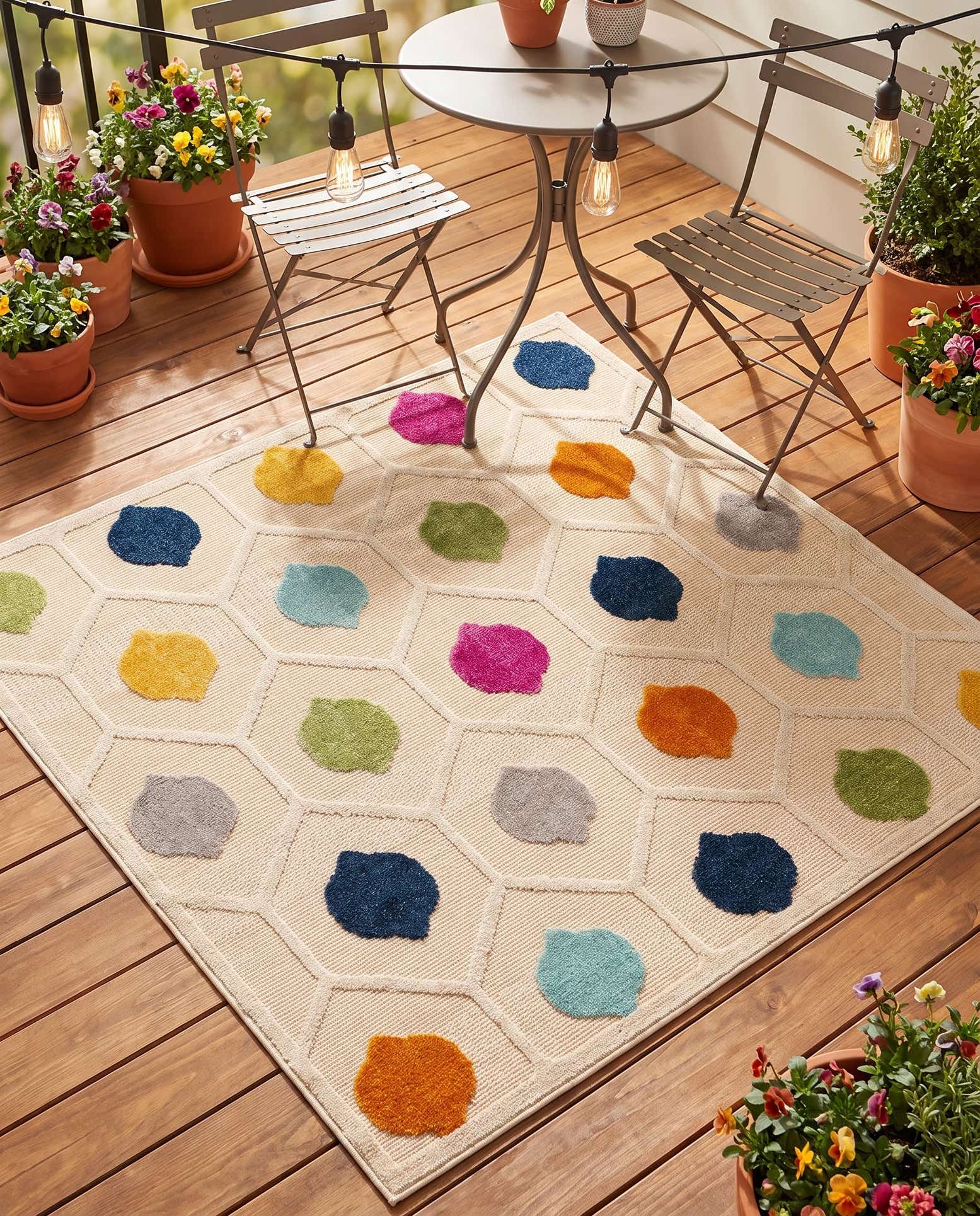 160cm x 160cm Facile à nettoyer Aruba Tapis Intérieur / Extérieur Carré