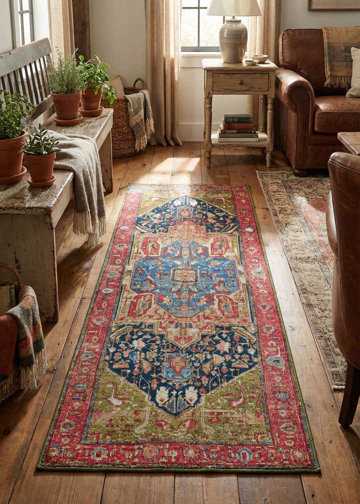 2' 7 x 7' Easy-Clean Traditional Indoor / Outdoor Runner Rug