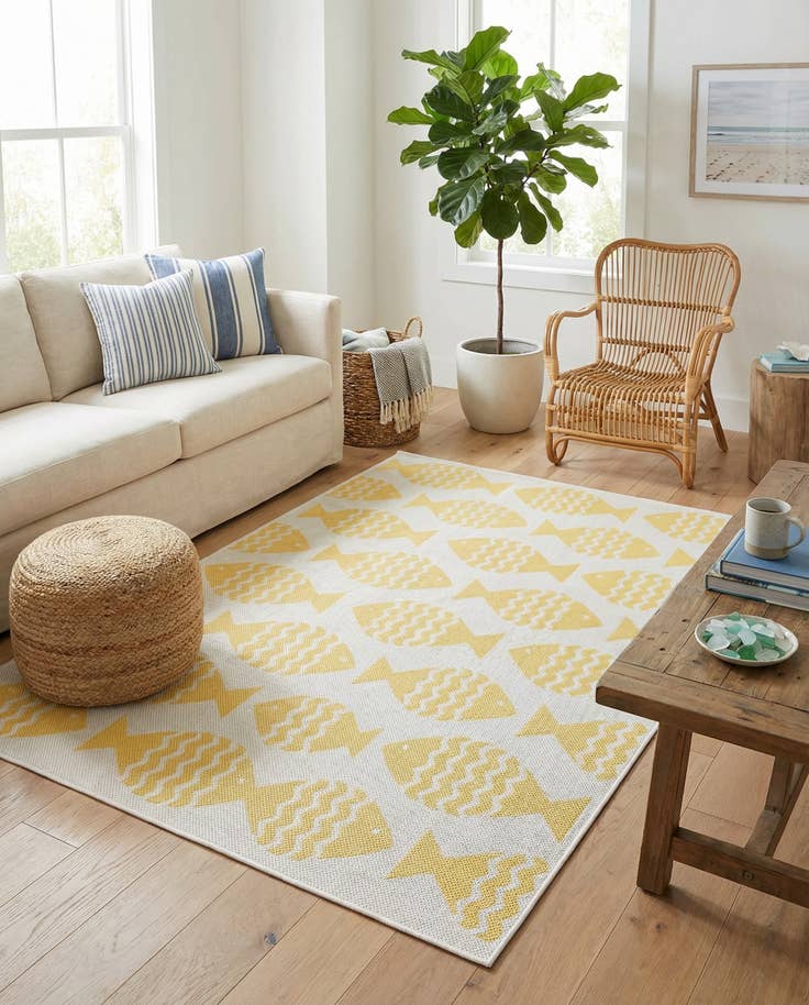 Detail image of 4' 1 x 6' 1 Easy-Clean Coastal Indoor / Outdoor Rug