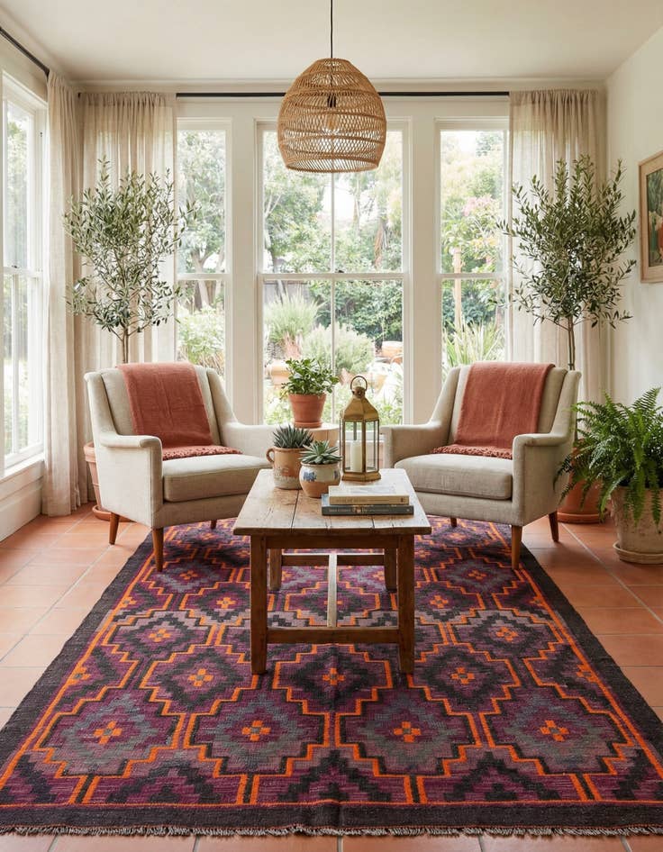 Detail image of 5' 11 x 10' 4  Hand Woven Kilim Fars Wool Rug