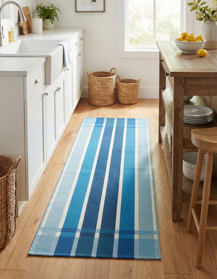 Detail image of 2' x 6' Easy-Clean Striped Indoor / Outdoor Runner Rug