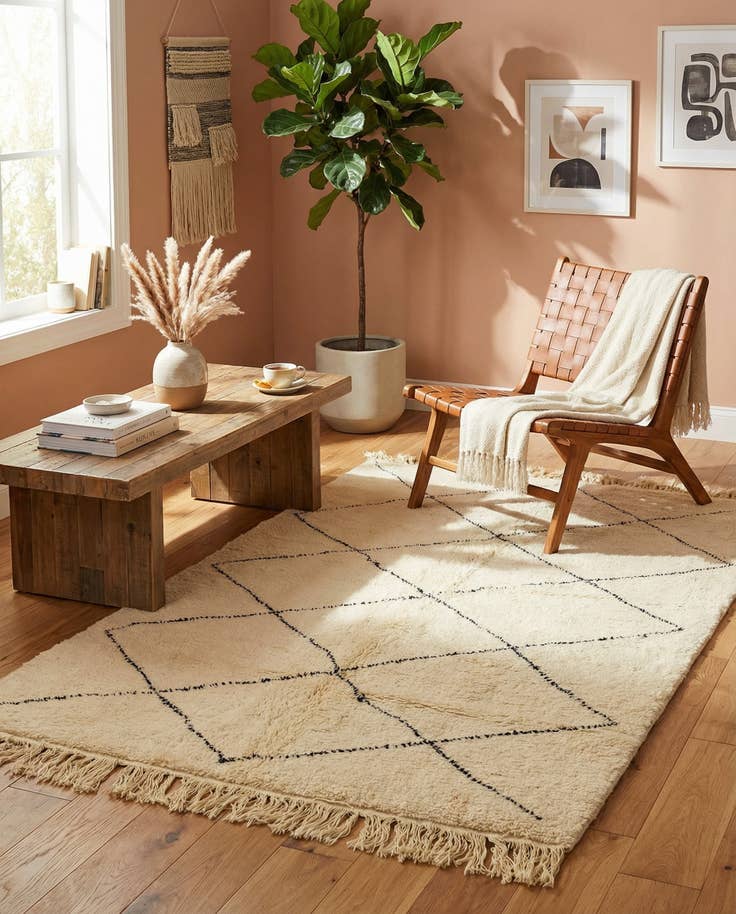 Detail image of 5' 3 x 8' 5 Hand Knotted Moroccan Wool Rug