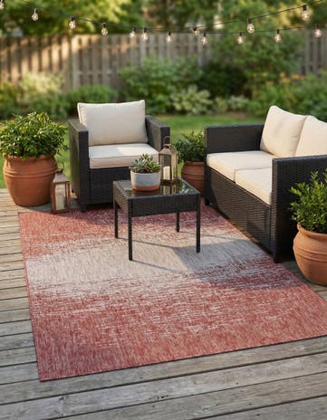 Rust Red Easy-Clean Modern Indoor / Outdoor Rug