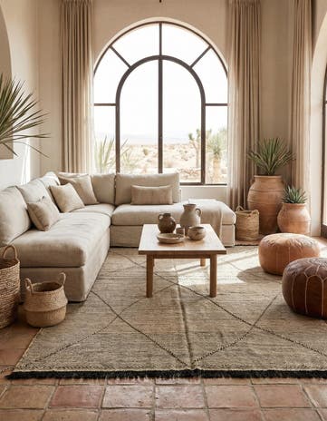 6' 10 x 9' 7 Hand Knotted Moroccan Wool Rug