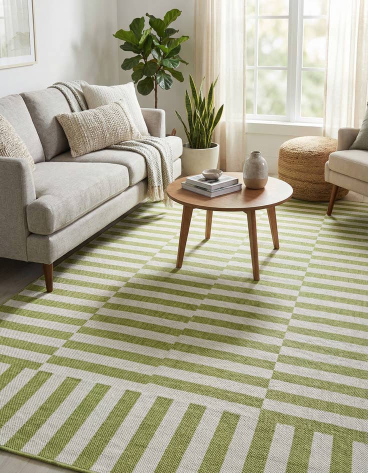 Detail image of 7' x 10'  Washable Striped Indoor / Outdoor Rug