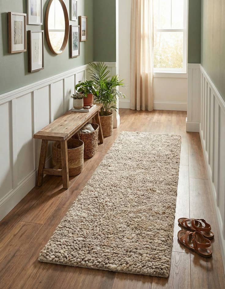 Detail image of 2' x 6' 1  Hand Woven Haka Deluxe Shag Runner Rug