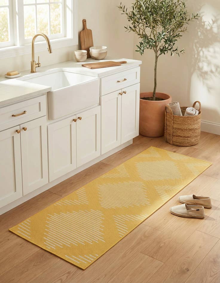 Detail image of 2' x 6' Easy-Clean Modern Indoor / Outdoor Runner Rug