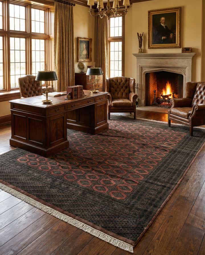 9' 2 x 11' 11 Hand Knotted Bokhara Oriental Wool Rug