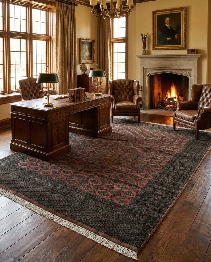 Detail image of 9' 2 x 11' 11 Hand Knotted Bokhara Oriental Wool Rug