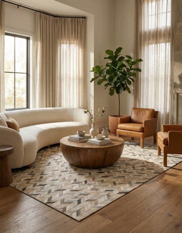 4' 8 x 6' 7 Cowhide Stocks Rug