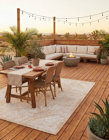 Natural Easy-Clean Aztec Indoor / Outdoor Rug