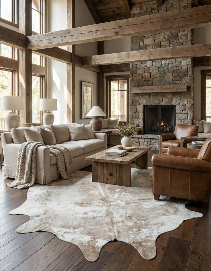 Detail image of 6' 6 x 7' 3 Cowhide Leather Square Rug