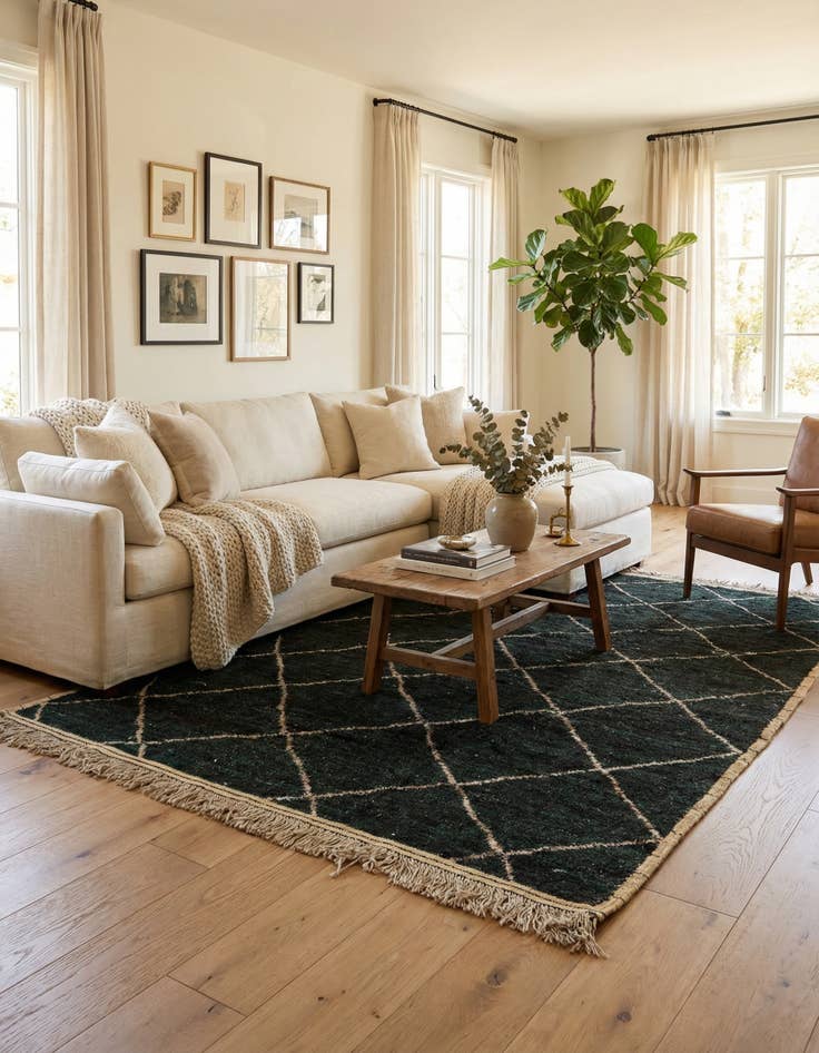 Detail image of 6' 1 x 9' 6  Hand Knotted Moroccan Wool Rug