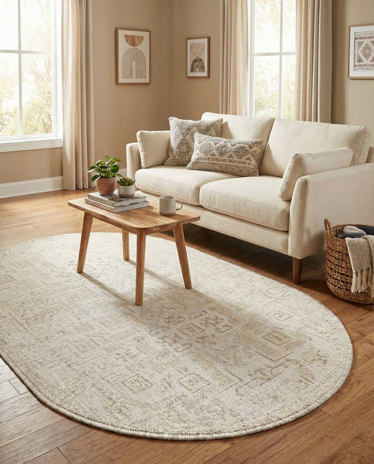 Detail image of 3' x 5' 3 Easy-Clean Aztec Indoor / Outdoor Oval Rug