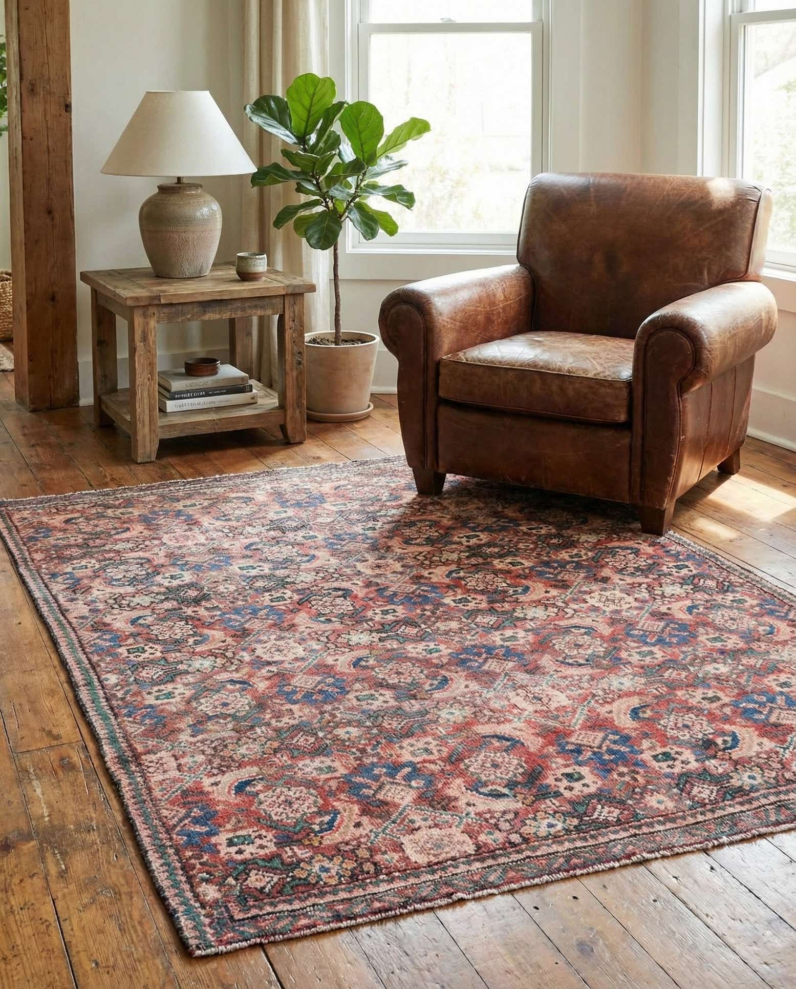 4' x 5' 2 Hand Knotted Ultra Vintage Persian Wool Rug