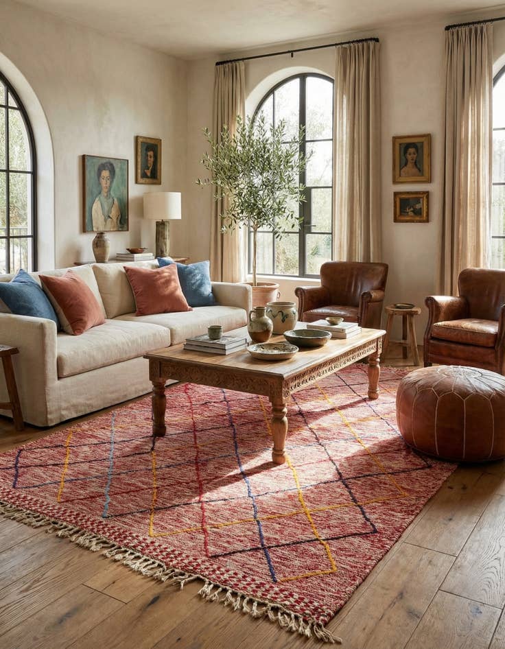 Detail image of 6' 5 x 9' 4  Hand Knotted Moroccan Wool Rug