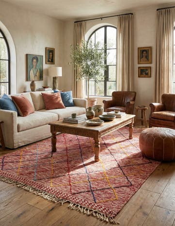 6' 5 x 9' 4 Hand Knotted Moroccan Wool Rug