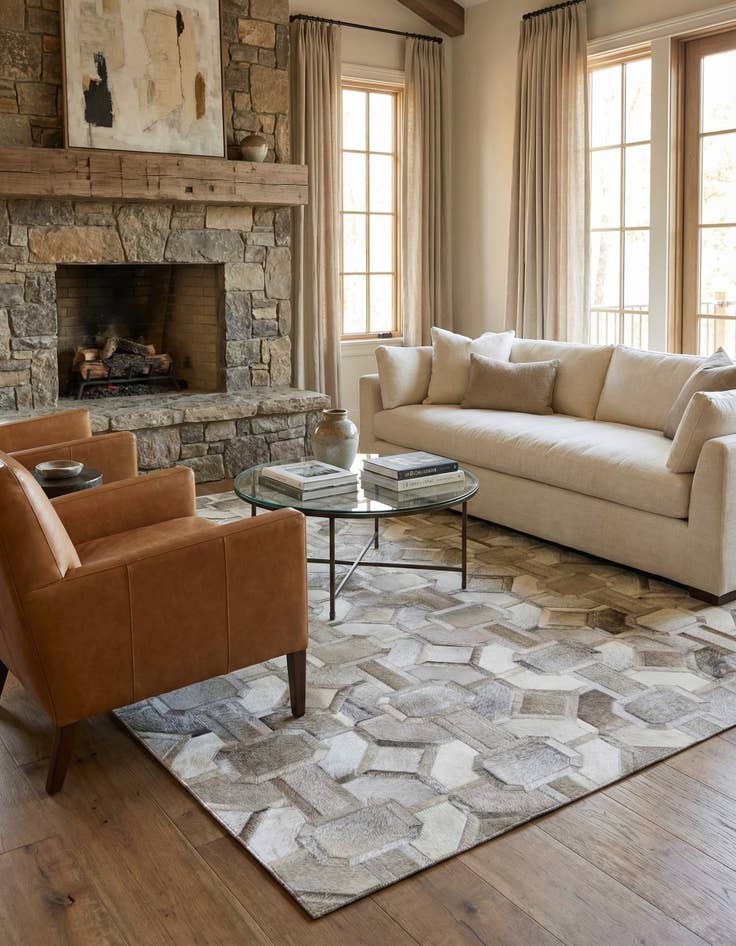 Detail image of 5' 1 x 7' 11 Cowhide Stocks Rug