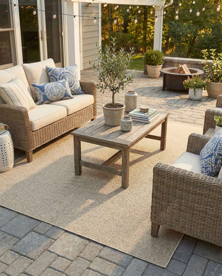 6' x 9' Easy-Clean Solid Indoor / Outdoor Rug