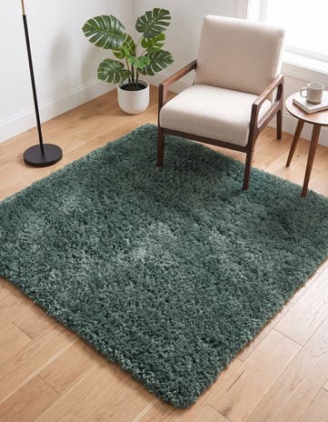 Forest Green Infinity Shag Square Rug