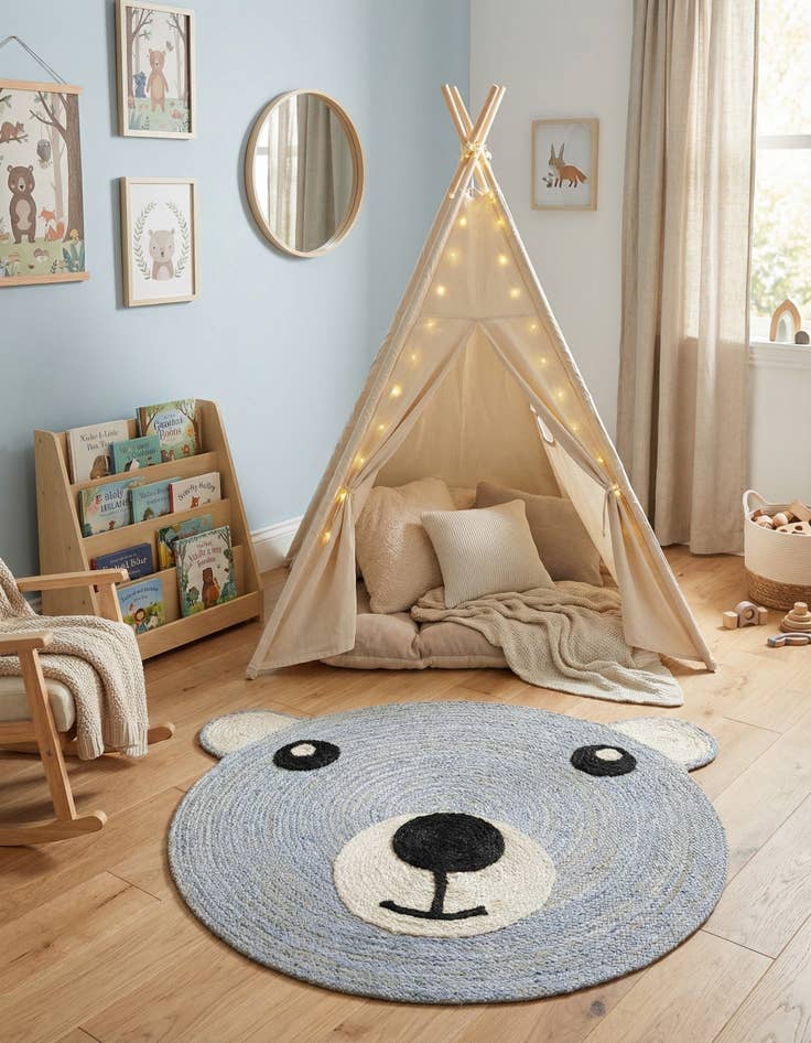 Detail image of 3' 1 x 3' 1  Hand Braided Kids Braided Jute Round Rug