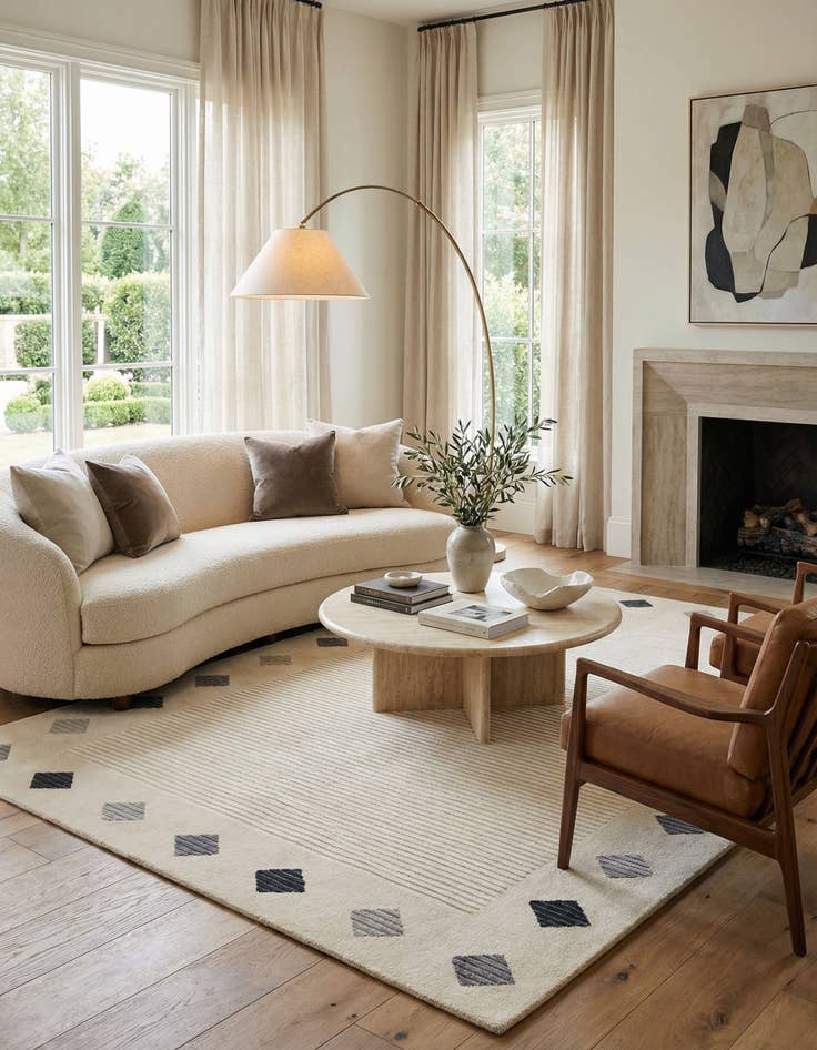 Detail image of  5' 7 x 8'  Hand Knotted Darya Wool Rug