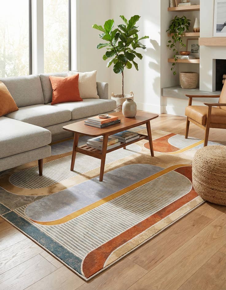 Detail image of 7' 10 x 10' Easy-Clean Modern Indoor / Outdoor Rug