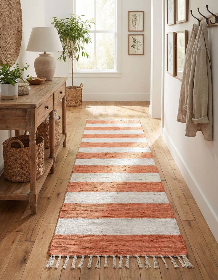 Detail image of  2' 2 x 10'  Hand Woven Chindi Rag Runner Rug