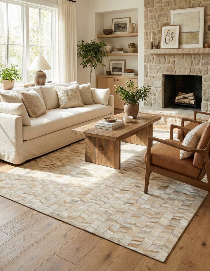 Detail image of 6' 8 x 9' 8 Cowhide Stocks Rug