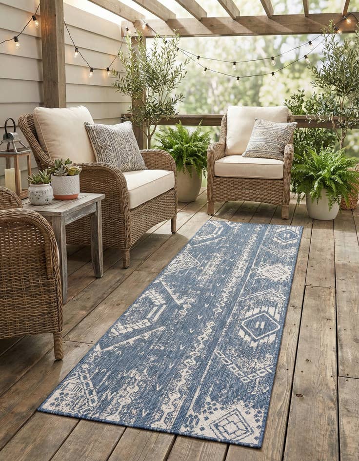 Detail image of  2' 7 x 12'  Washable Bohemian Indoor / Outdoor Runner Rug