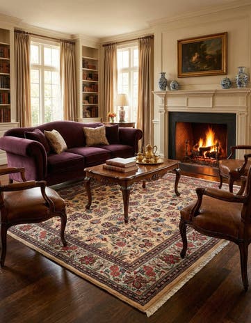 7' 6 x 8' 8 Sarough Wool Rug