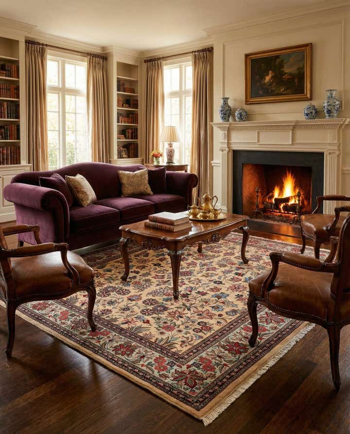 7' 6 x 8' 8 Sarough Wool Rug