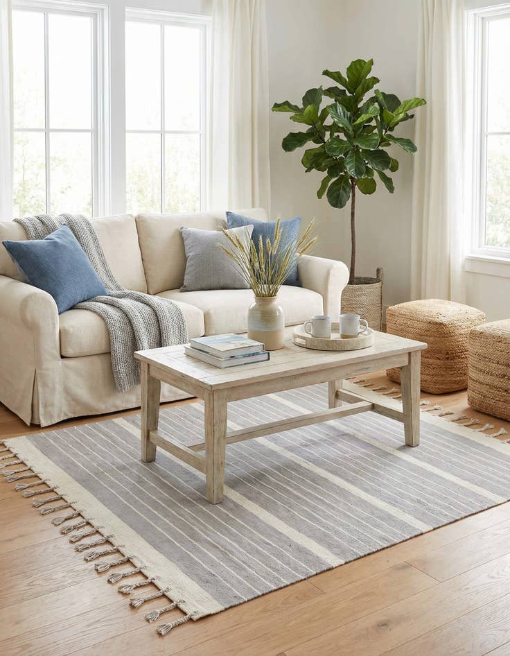 Detail image of  7' 1 x 7' 1  Hand Woven Chindi Cotton Square Rug