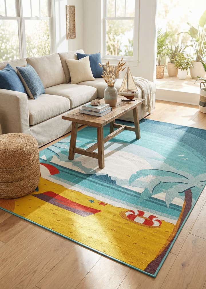 6' x 9' Easy-Clean Coastal Indoor / Outdoor Rug