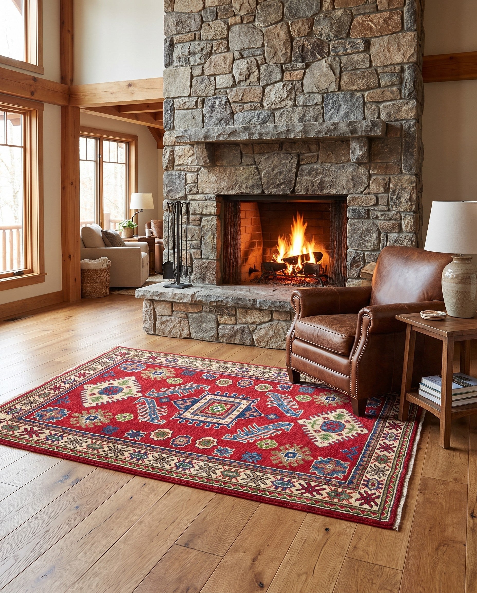 3' 4 x 5' 2 Hand Knotted Kazak Rug