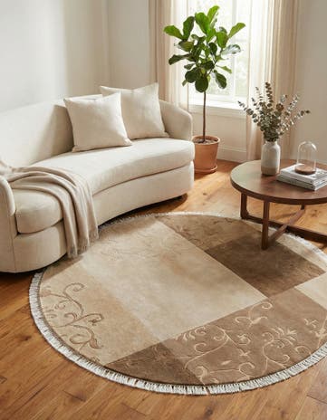 5' x 5' Hand Knotted Darya Wool Round Rug