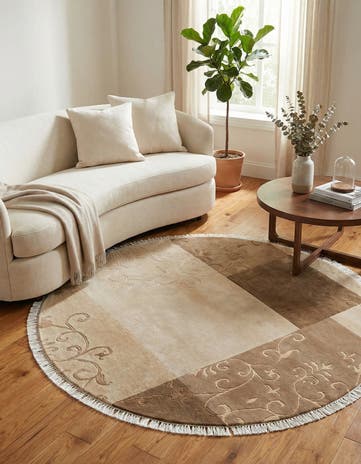 5' x 5' Hand Knotted Darya Wool Round Rug