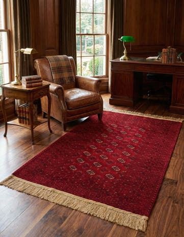 4' 3 x 6' 5 Hand Knotted Afghan Akhche Wool Rug