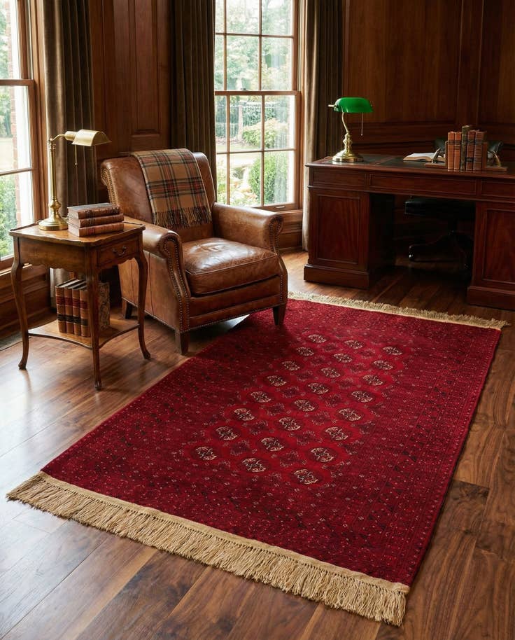 Detail image of 4' 3 x 6' 5 Hand Knotted Afghan Akhche Wool Rug