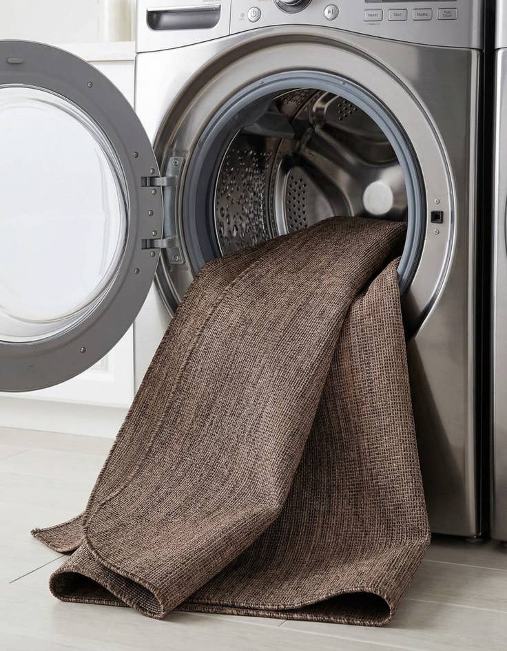 Detail image of 5' 3 x 8'  Washable Solid Indoor / Outdoor Oval Rug